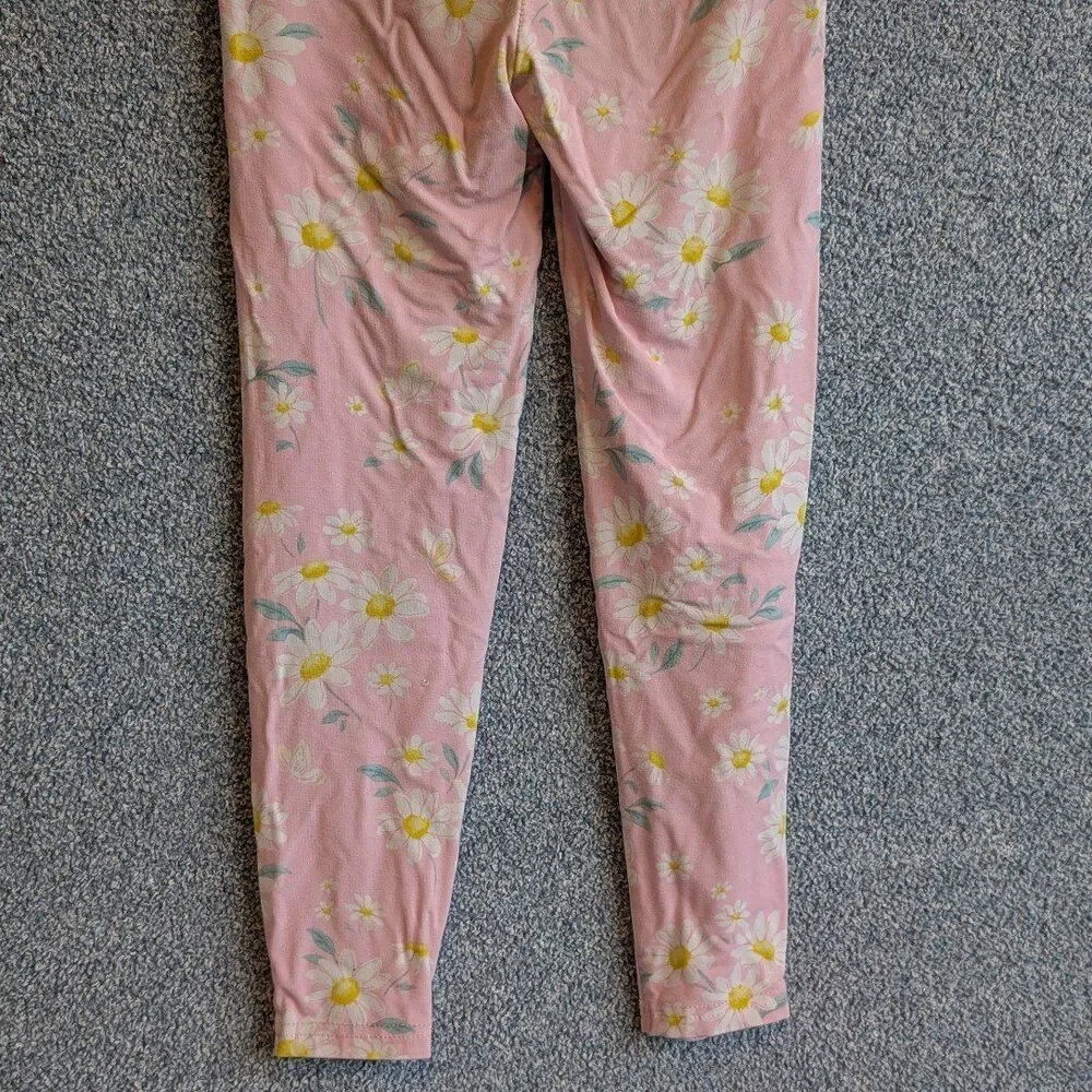 Little Sleepies Play Girls Size 5 Rosy Meadows Pink White Floral Leggings Pants